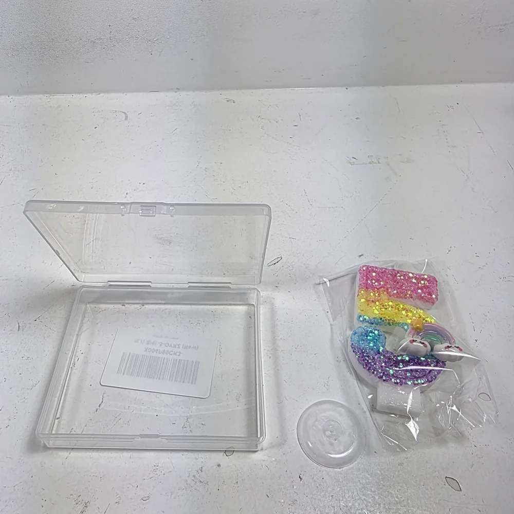 Clear Protective Phone Case with Pink, Yellow, Blue, Purple Glitter Accessories